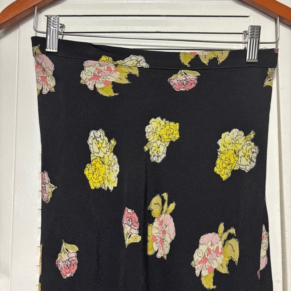 Free People Kendall Black Y2K Maxi Skirt with Yellow and Pink Floral Size XS - Picture 2 of 7